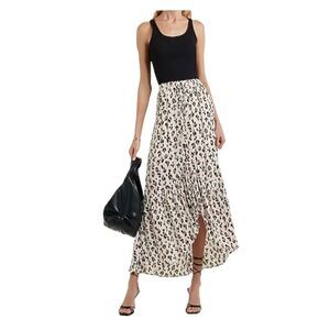 Express Cream Animal Print Ruffled Midi Skirt Size XL